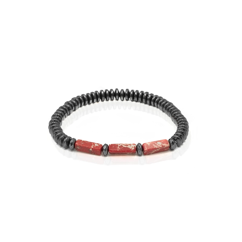 EM men's accessories bransoletka koraliki w kolorze szaro-pomarańczowym.jpg
