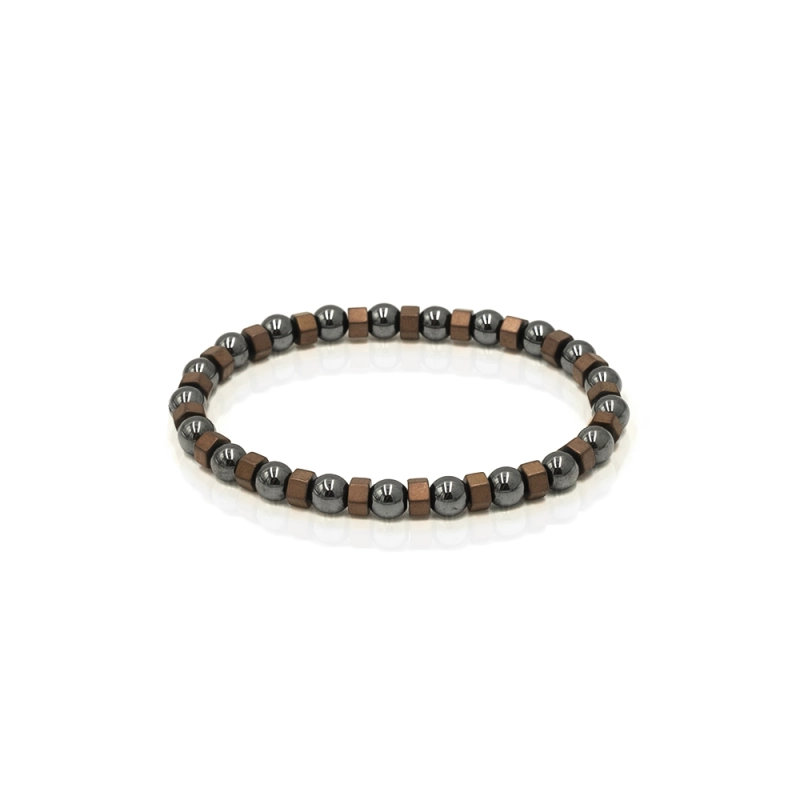 EM men's accessories bransoletka koraliki w kolorze szaro-miedzianym.jpg