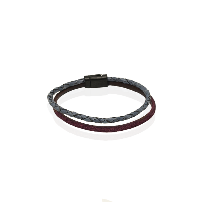 EM men's accessories bransoletka skórzana niebiesko-bordowa.jpg