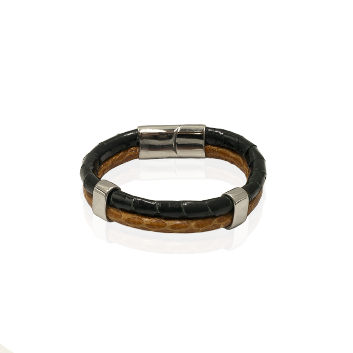 EM Men's Accessories skórzana bransoletka brązowa z magnetycznym zapięciem.jpg