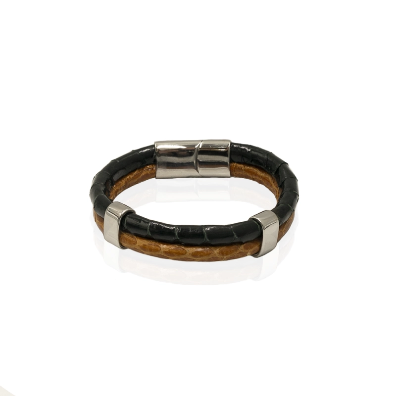 EM Men's Accessories skórzana bransoletka brązowa z magnetycznym zapięciem.jpg