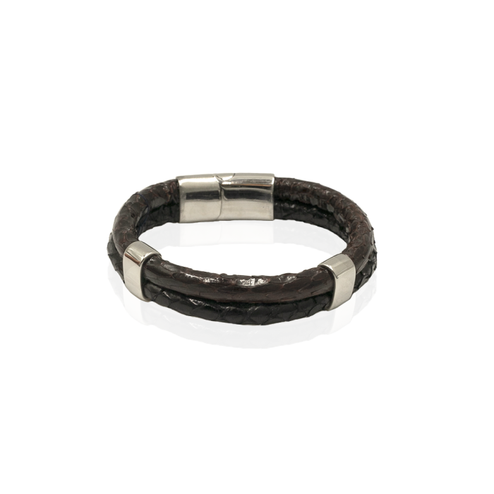 EM men's accessories bransoletka skórzana brązowa z magnetycznym zapięciem.jpg