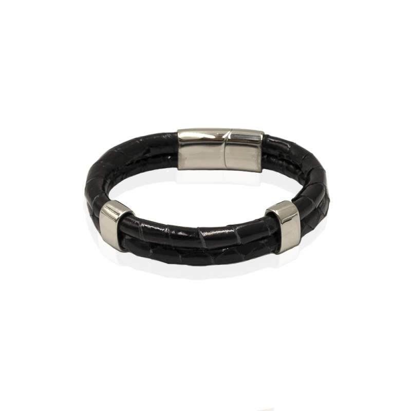 EM Men's Accessories bransoletka skórzana czarna z magnetycznym zapięciem.jpg