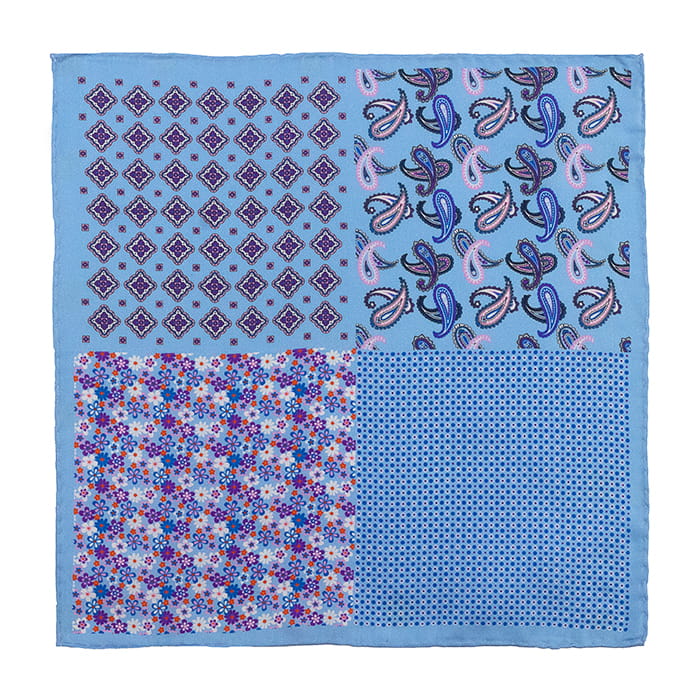 EM Men's Accessories poszetka jedwabna niebieska paisley kwiaty.jpg