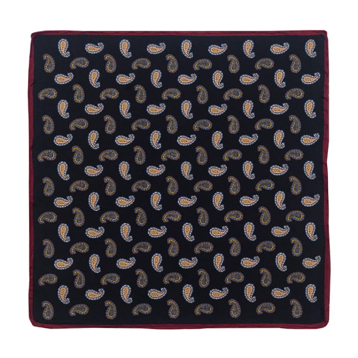 EM Men's Accessories poszetka jedwabna czarna paisley.jpg