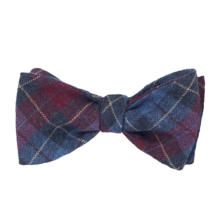 Mucha wełniana do wiązania - niebiesko-bordowa w kratkę