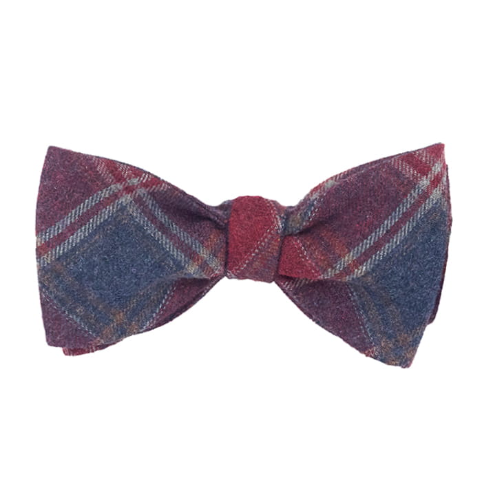 Mucha wełniana do wiązania - bordowa w kratkę