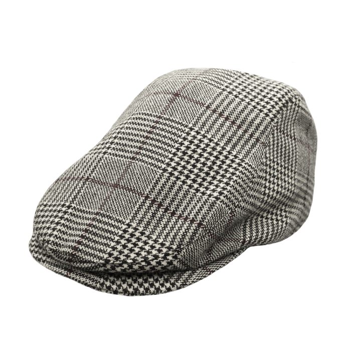 Kaszkiet jesienny wełniany szary w kratkę EM 3