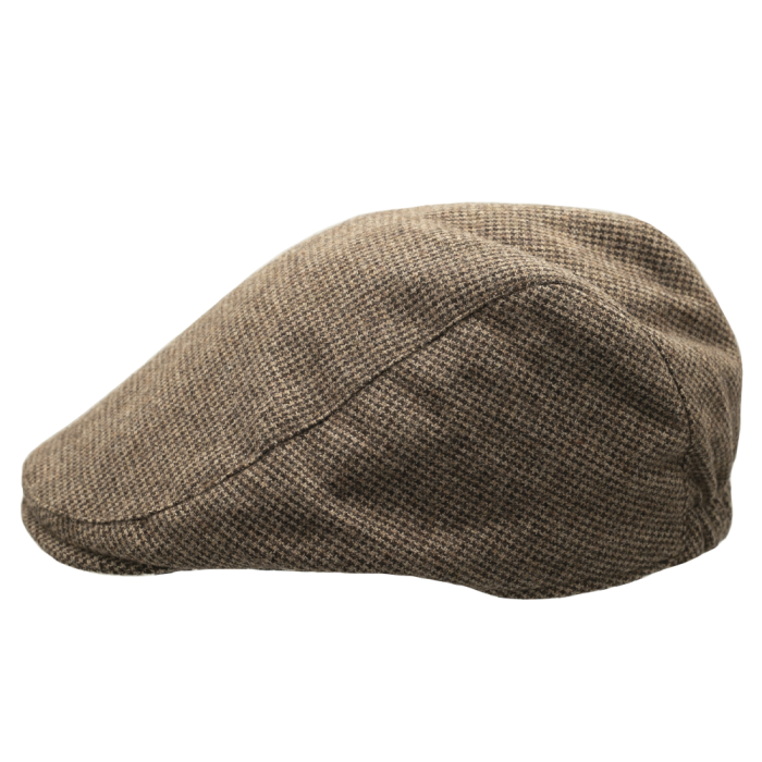 Kaszkiet jesienny wełniany brązowy w mikrowzór EM 13