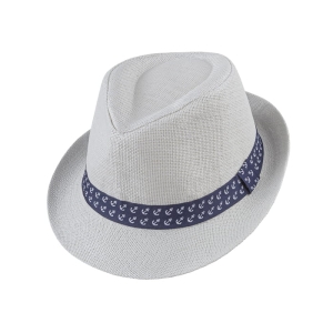 kapelusz letni em mens accessories trilby biały w kotwice
