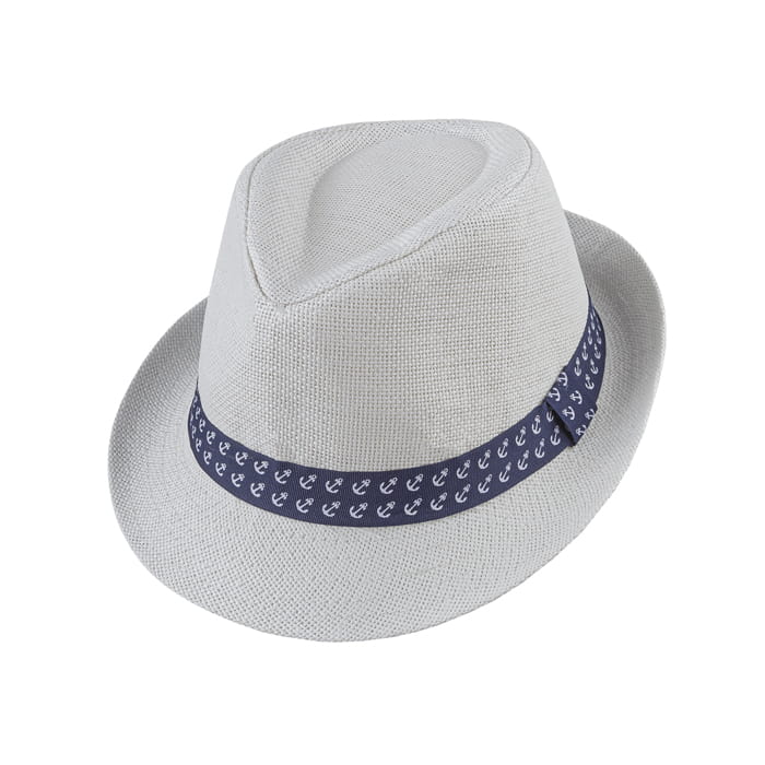 kapelusz letni em mens accessories trilby biały w kotwice