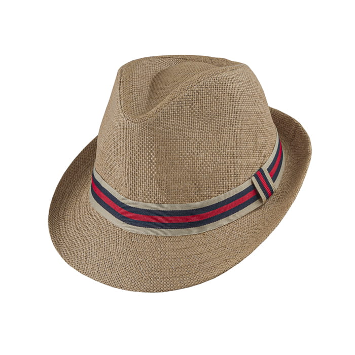kapelusz letni em mens accessories trilby brązowy w paski