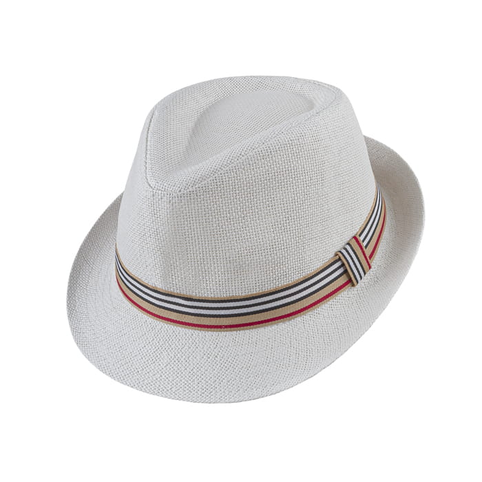 kapelusz letni em mens accessories trilby biały w paski