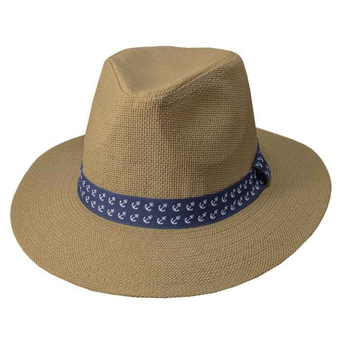 kapelusz letni em mens accessories panama brązowy kotwice