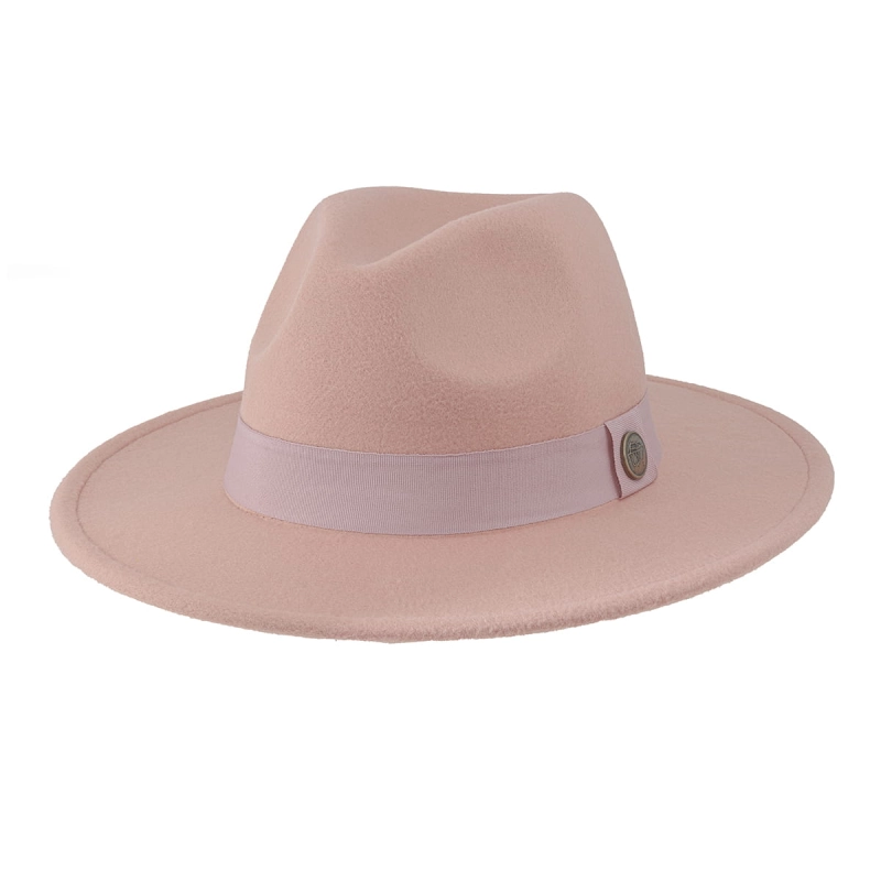kapelusz wełniany em mens accessories fedora pudrowy róż