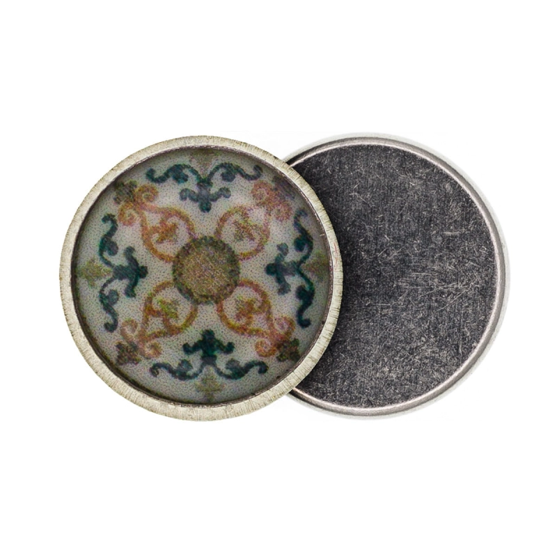 Wpinka / pins na magnes - okrągły beżowy mandala