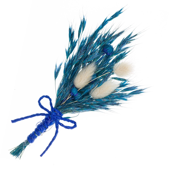 Wpinka / pins do butonierki BOHO chabrowy - wykonany z suszonych kwiatów / suszków ślubny