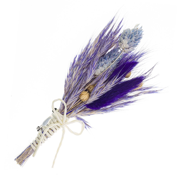 Wpinka / pins do butonierki BOHO wrzosowy - wykonany z suszonych kwiatów / suszków