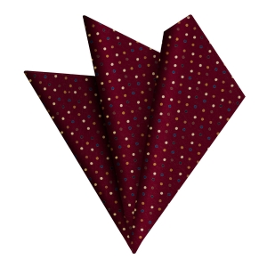 Poszetka bawełniana bordowa w grochy / kropki