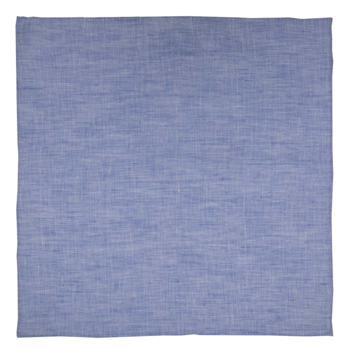 Poszetka lniana niebieska obszyta ręcznie