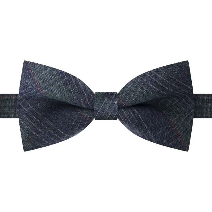 Mucha wełniana granatowa/zielona w kratę