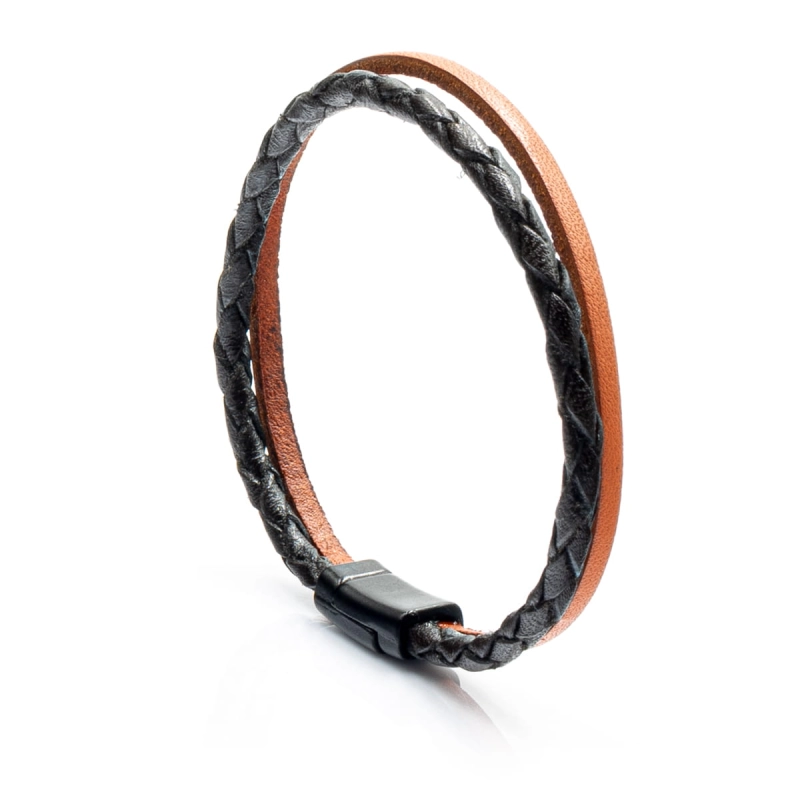 Bransoletka skórzana ciemnobrązowa podwójny rzemyk