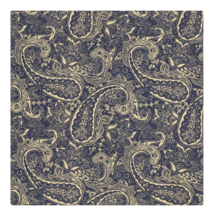 Poszetka bawełniana granatowo-beżowa paisley