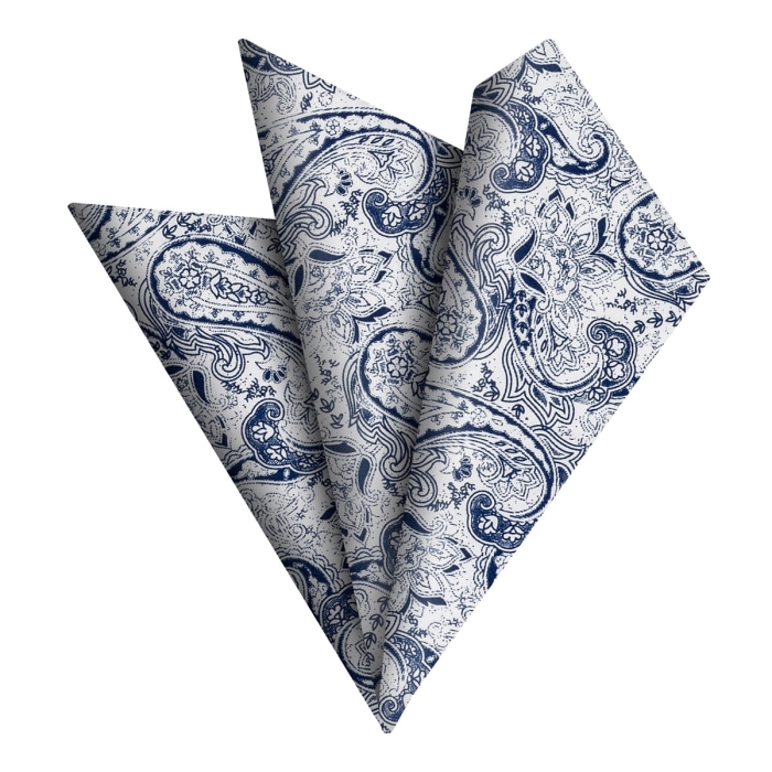 Poszetka bawełniana biała w paisley