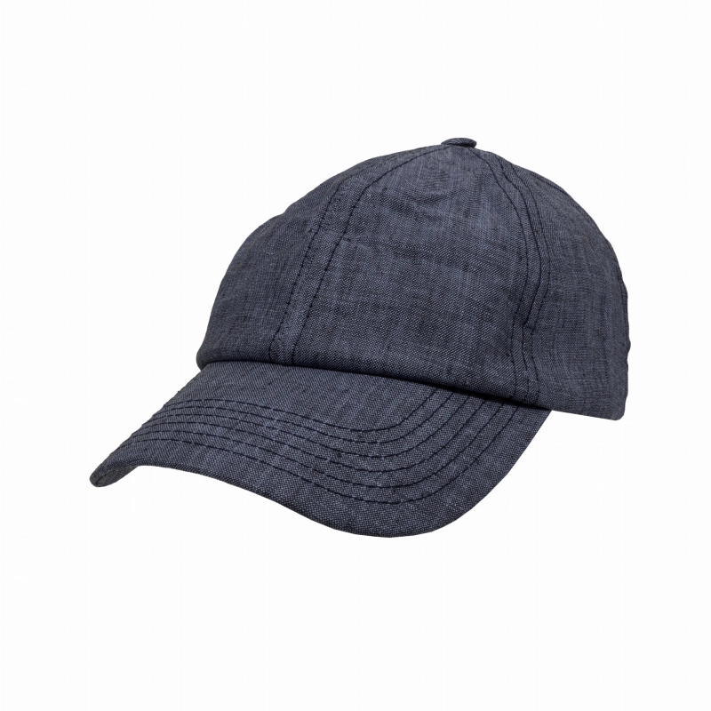 Czapka z daszkiem - bejsbolówka - lniana granatowa