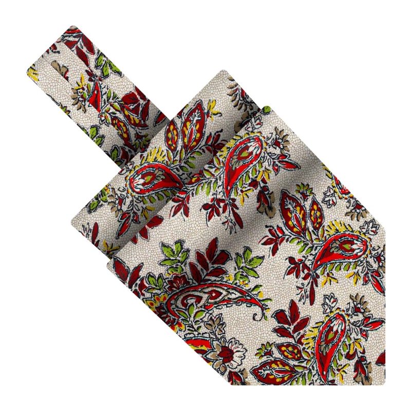 Fular bawełniany beżowy w bordowe paisley