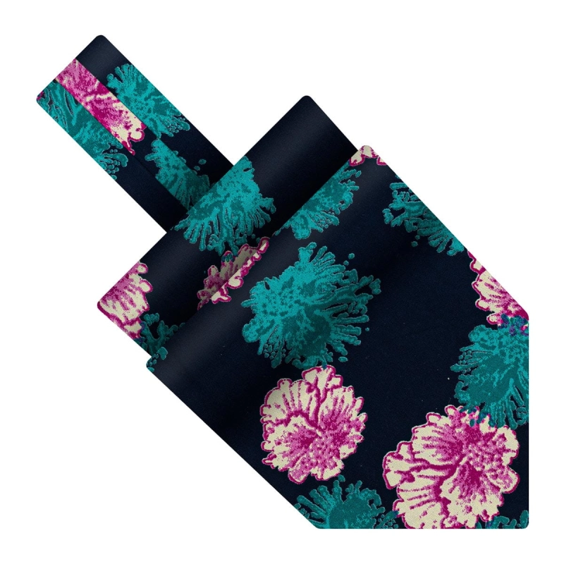 Fular bawełniany granatowy w kwiaty