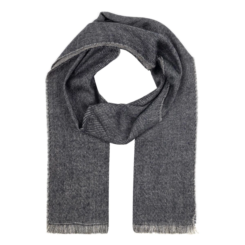 Szalik dwustronny szary granatowy melanżowy