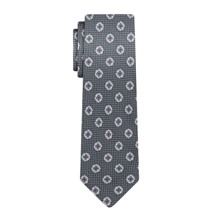 Krawat szary w kwiatki
