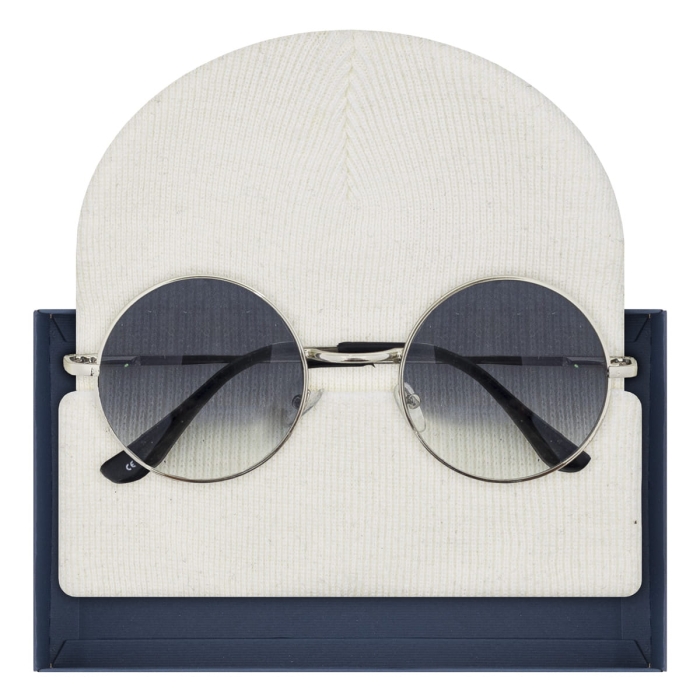 Zestaw prezentowy biała czapka + okulary lenonki