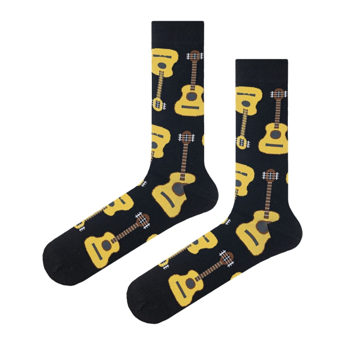 Skarpety kolorowe czarne w gitary / muzyczne