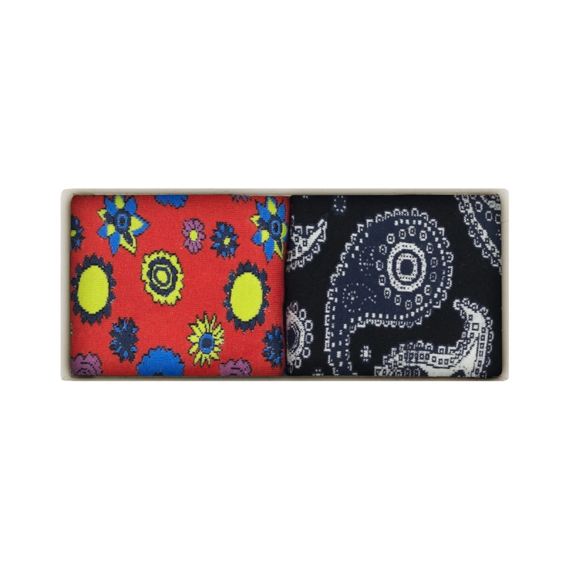 Zestaw 2 par skarpet kolorowych - we wzory paisley