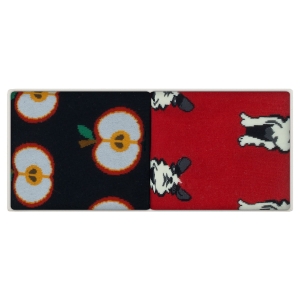 Zestaw 2 par skarpet kolorowych - jabłko i piesi