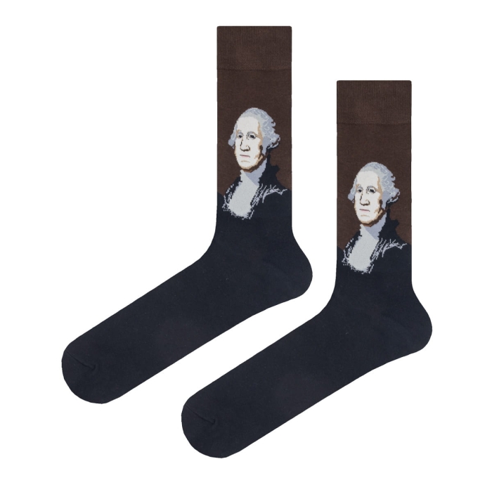 Skarpety kolorowe - brązowe - george washington