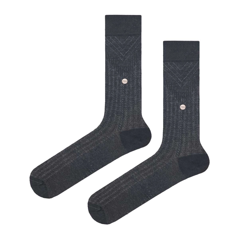 Skarpety garniturowe bambusowe czarno-szare mikrowzór
