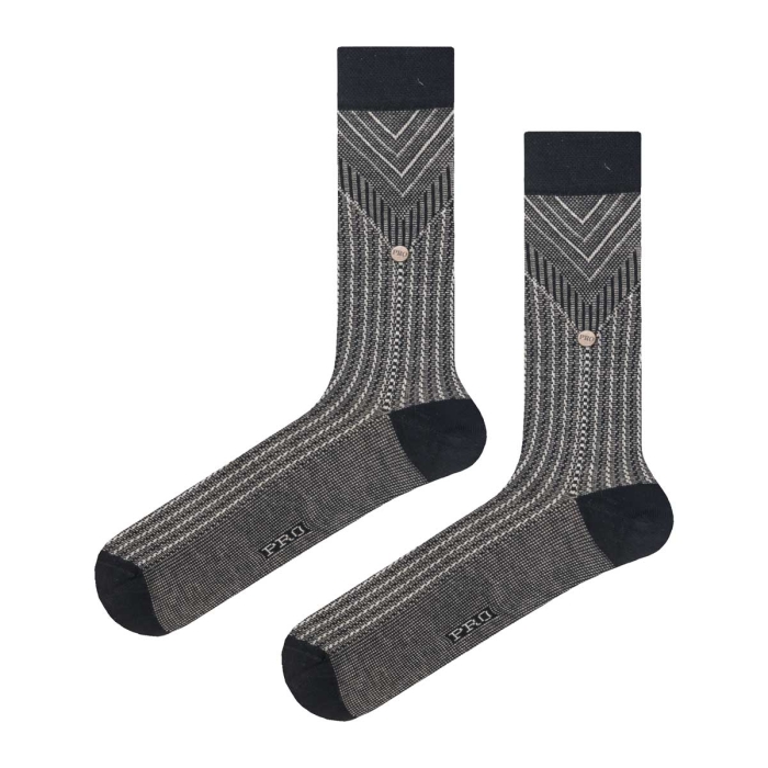 Skarpety garniturowe bambusowe czarno-beżowe mikrowzór