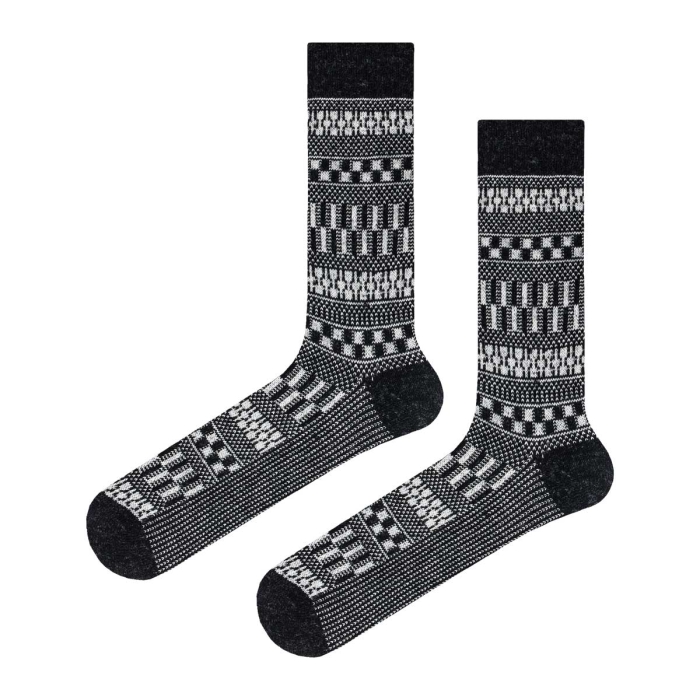 Skarpety wełniane grube czarne w mikrowzór