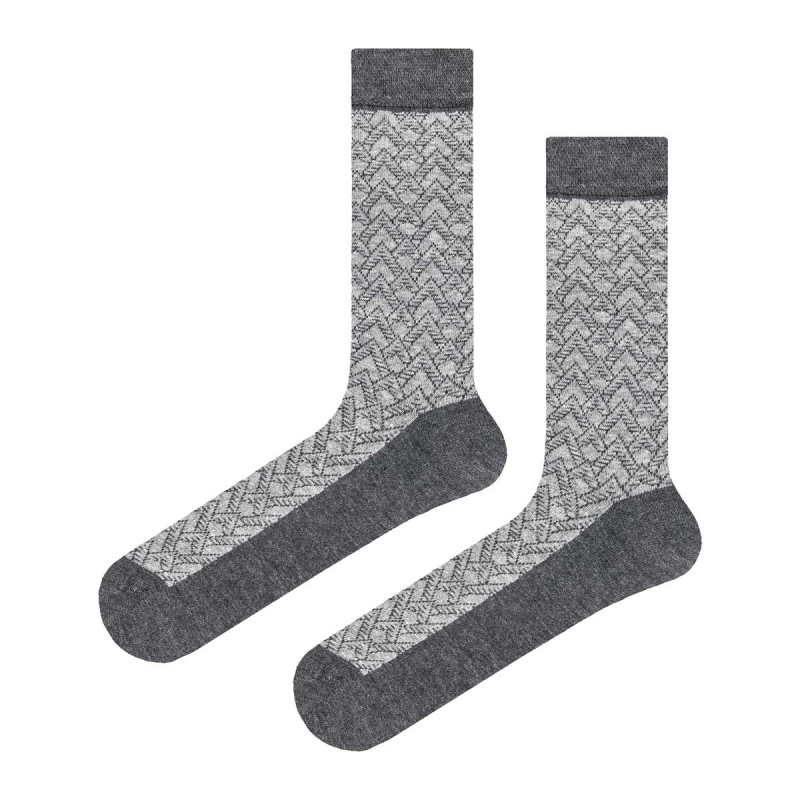 Skarpety bambusowo-wełniane szare jodełka