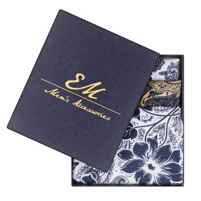 Zestaw prezentowy 3 poszetek bawełnianych - styl casualowy