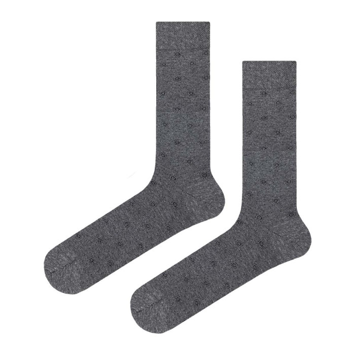 Skarpety garniturowe bawełniane szare we wzorki