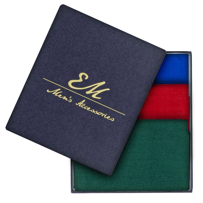 Zestaw prezentowy 3 poszetek bawełnianych - styl casualowy - gładkie