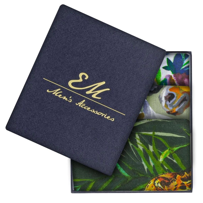 Zestaw prezentowy 3 poszetek bawełnianych - styl casualowy - dżungla + zwierzęta