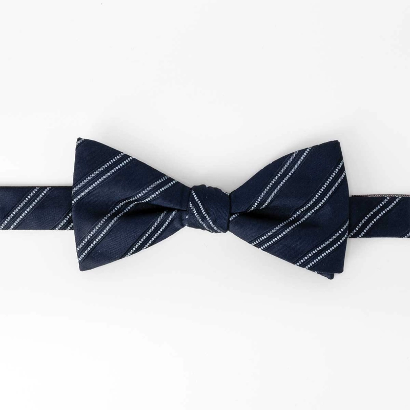 Mucha pre-tied wiązana granatowa w paski