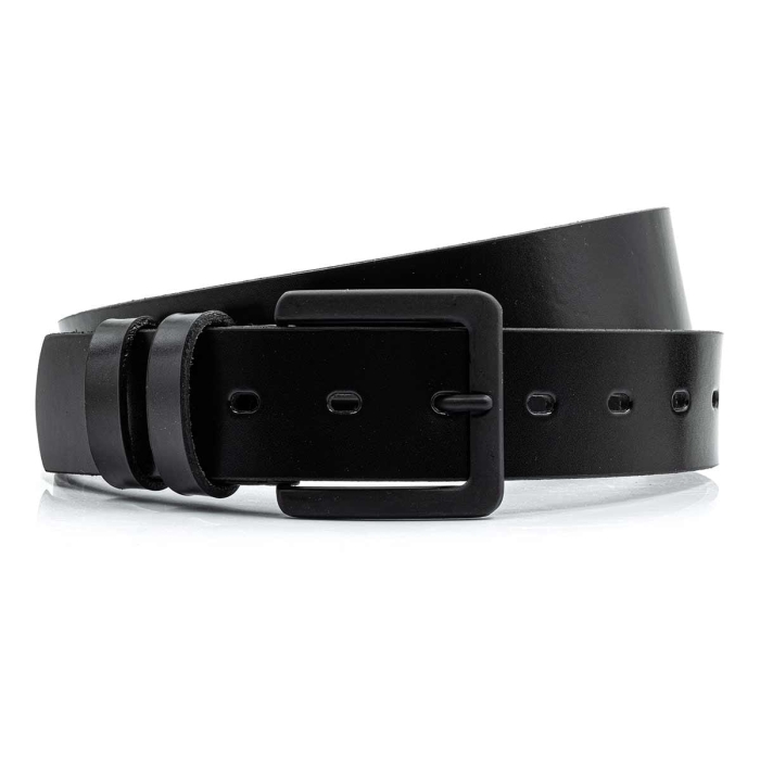 Pasek garniturowy skóra naturalna czarny w stylu klasycznym czarna klamra