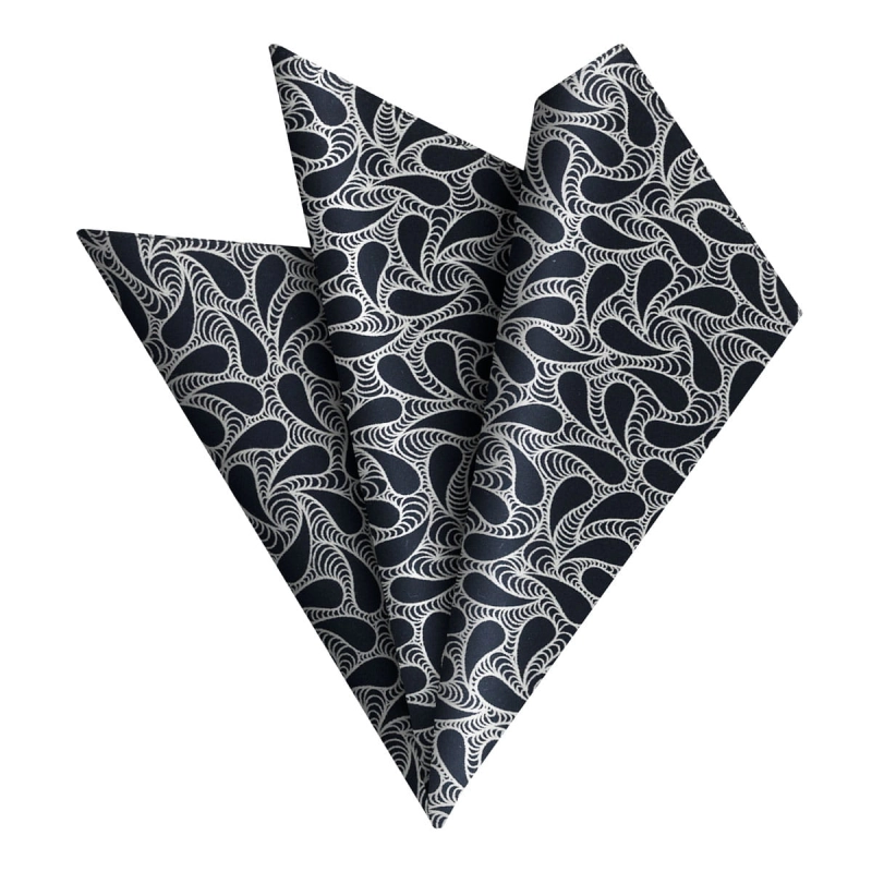 Poszetka bawełniana czarna w paisley