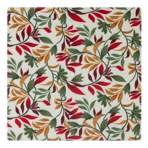 Poszetka bawełniana kremowa w kwiaty i liście